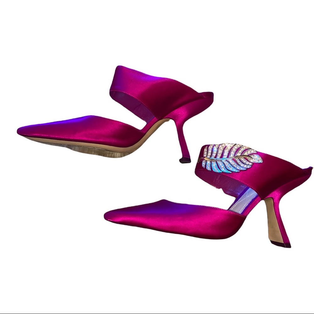 nicholas mirkwood pink leaf mules